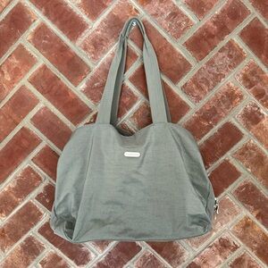 Baggallini Carry All Travel‎ Tote Bag Gray Yellow 3 Compartments Pockets